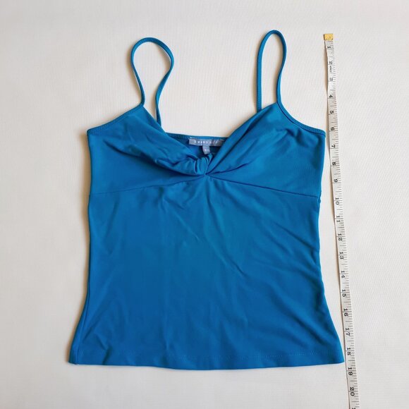 SMART SET Twisted Front Camisole with Spaghetti Straps in Bright Azure Blue - Picture 12 of 13